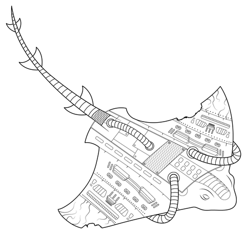 Steampunk Stingray Coloring Page